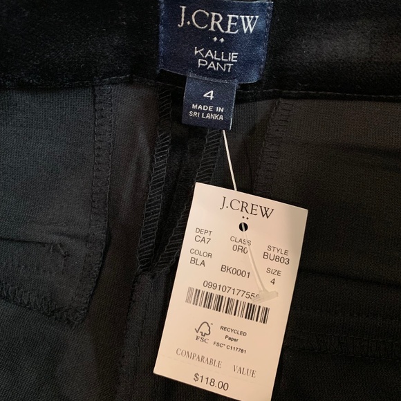 J. Crew "Kallie" Black Velvet Pant - Picture 9 of 16